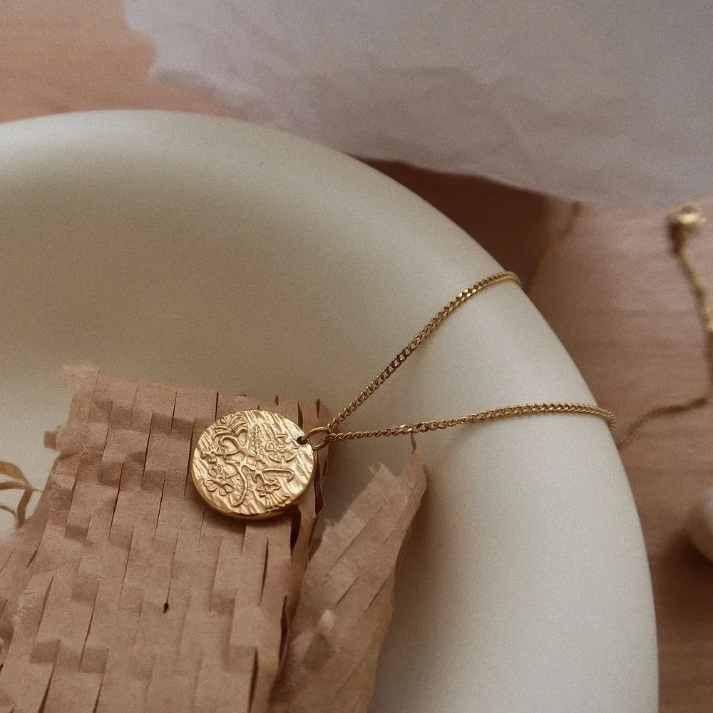 18K Gold Plated Leo Lion Coin Tag Necklace
