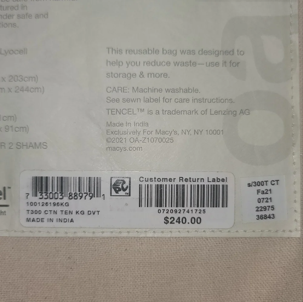 NWT Oake Ivory Off White King Duvet Cotton Tencel 300 Thread Set