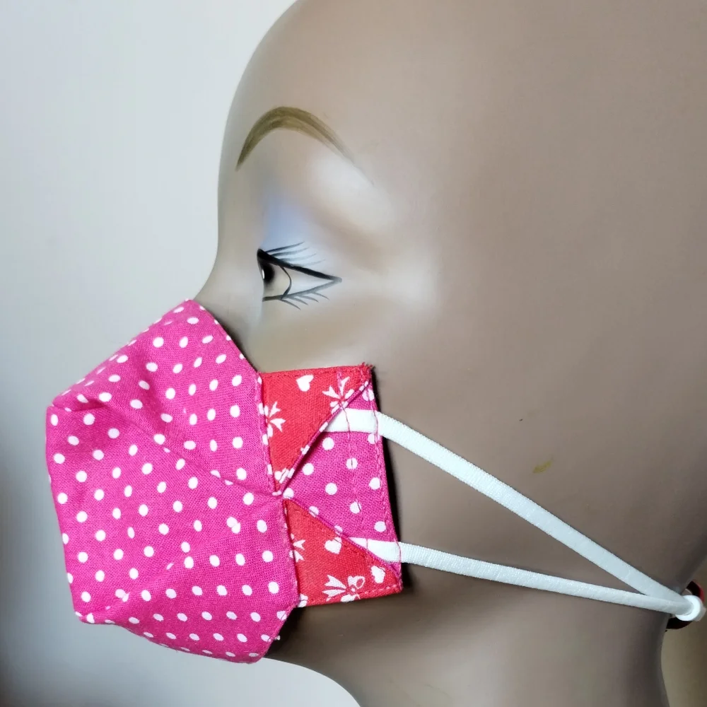 Anti Fog Hearts/Ribbon/Bows Theme Reversible 2ply Cotton Small Children Mask