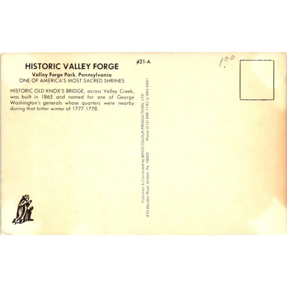 Valley Forge Pennsylvania Old Knox Bridge George Washington Covered Bridge Postc