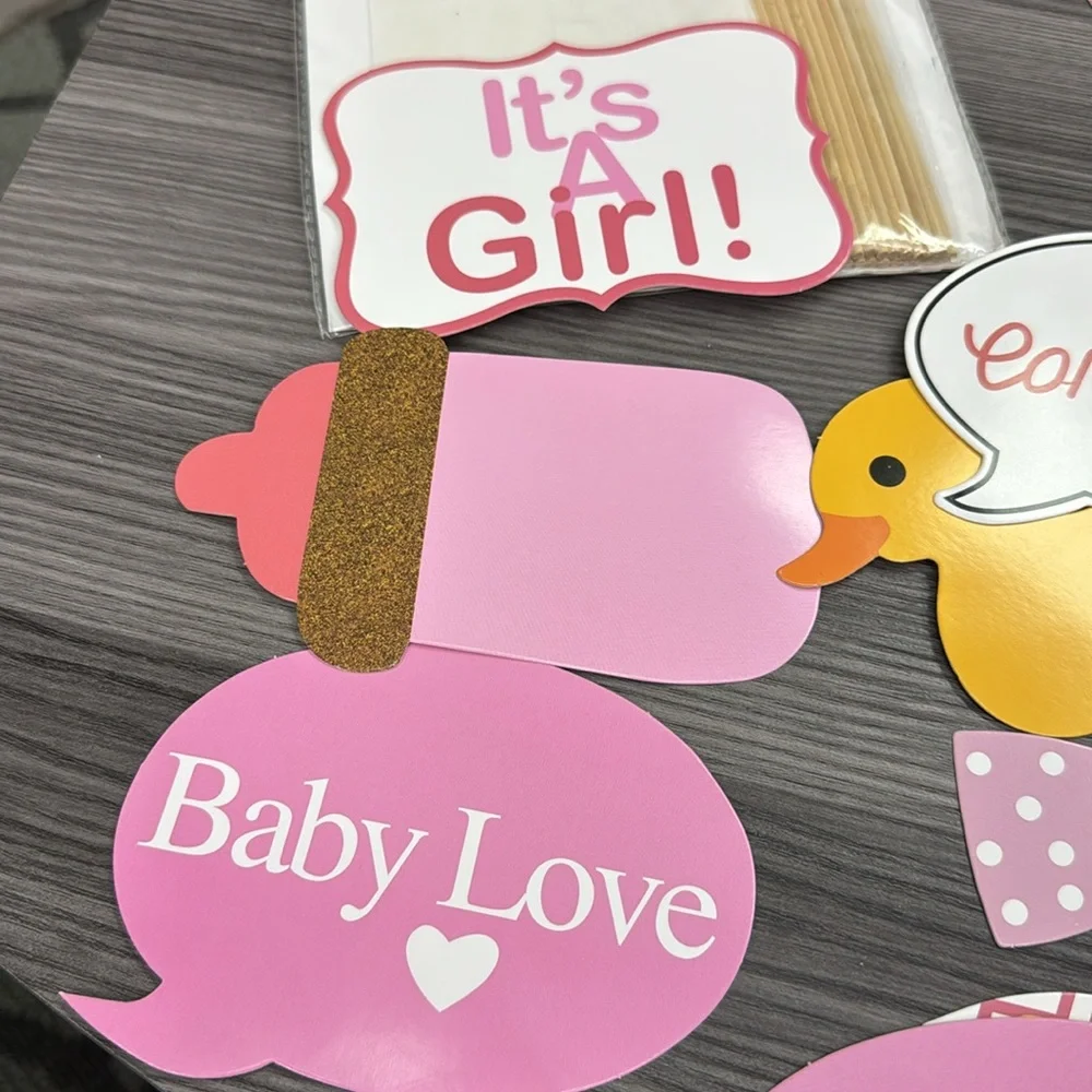 It’s a Girl paper photo props bundle new in excellent condition congrats