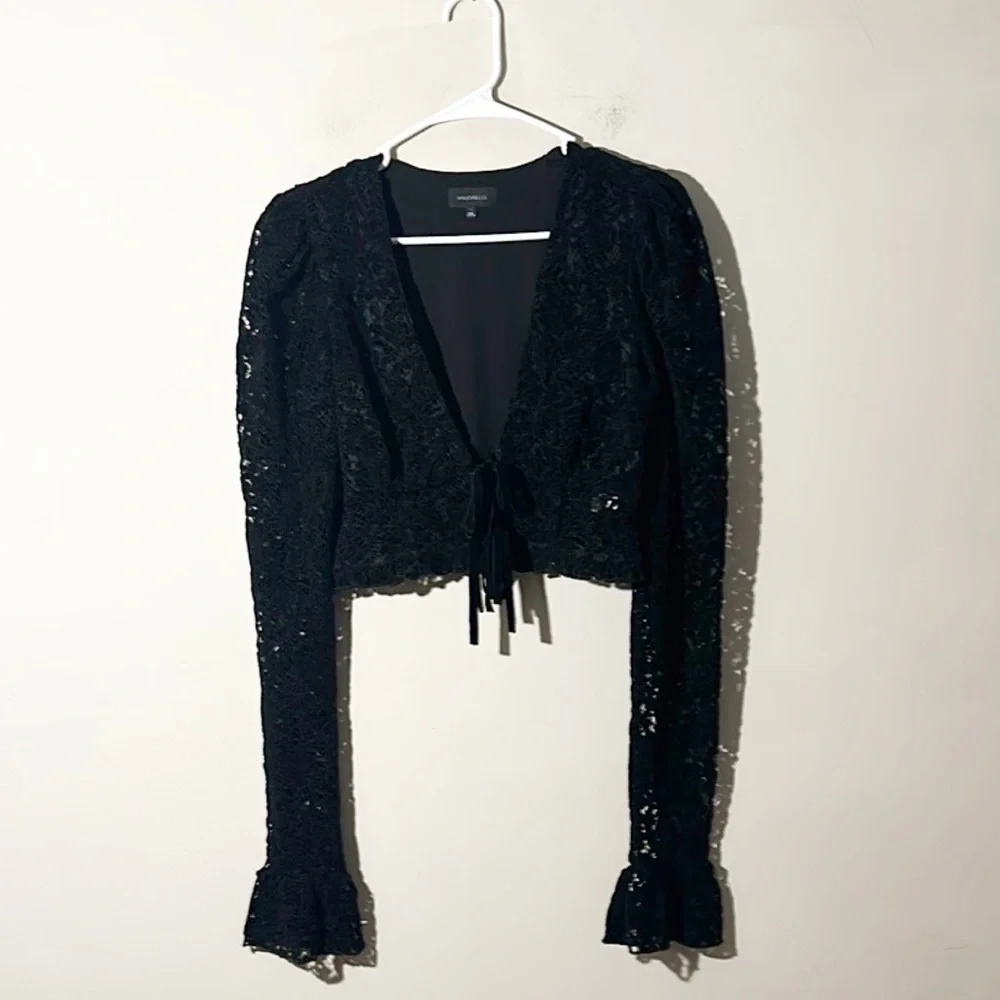 NWT Majorelle x Revolve Avilia Black Lace long sleeve top crop women size Sm