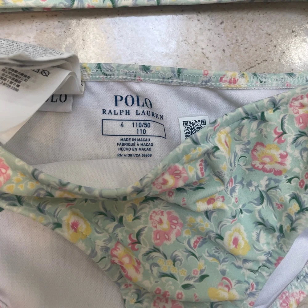 Ralph Lauren Mint Floral Kids Bikini