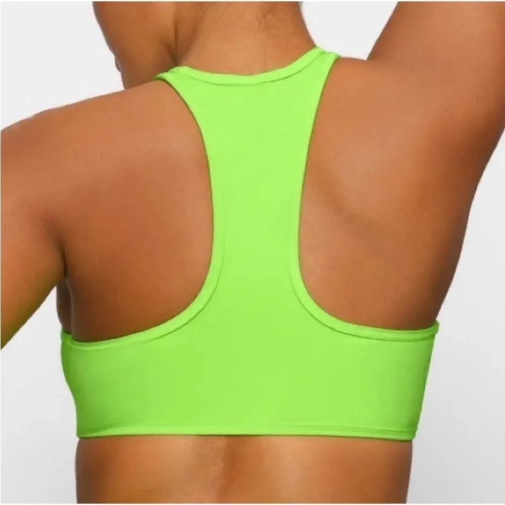 NWT SKIMS recycled swim high neck racerback top XS neon green