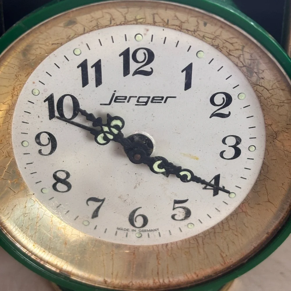 RARE Jerger Green and Gold Vintage Clock Circa 1940’s