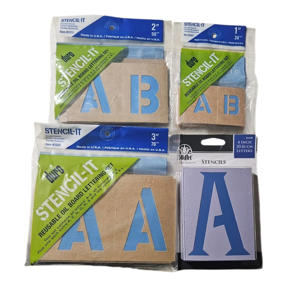 Lot Of 4 Sets Letter & Number Stencils 1