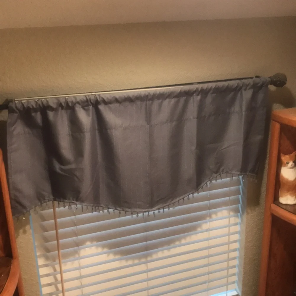 Curtain Valance Gray with Beaded Bottom