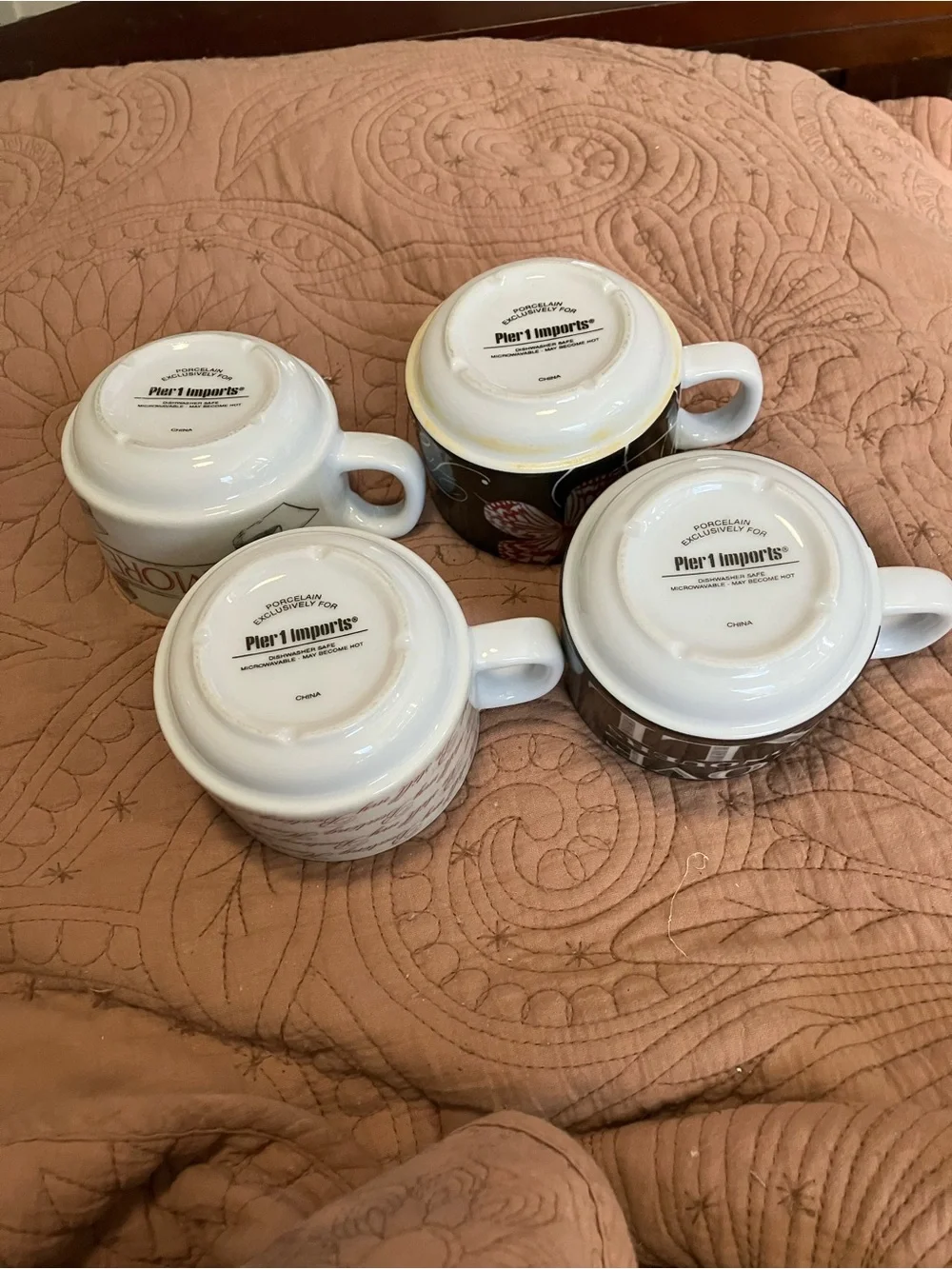 NWOT Pier 1 “ Inspirational Love “ Set of 4 Stackable Mugs