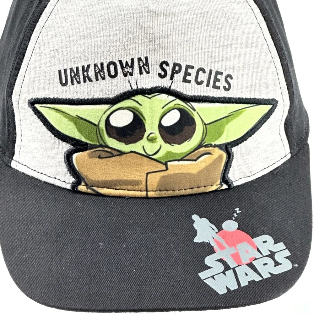 Star Wars Grogu Baby Yoda Snapback Hat‎ Kids OSFM Black Gray Unknown Species