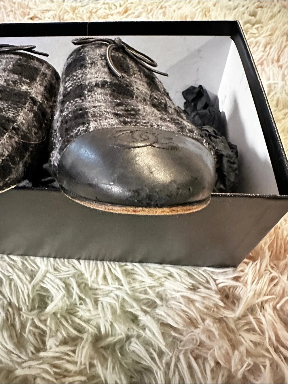 Chanel Wool Check Mules Size 38.5