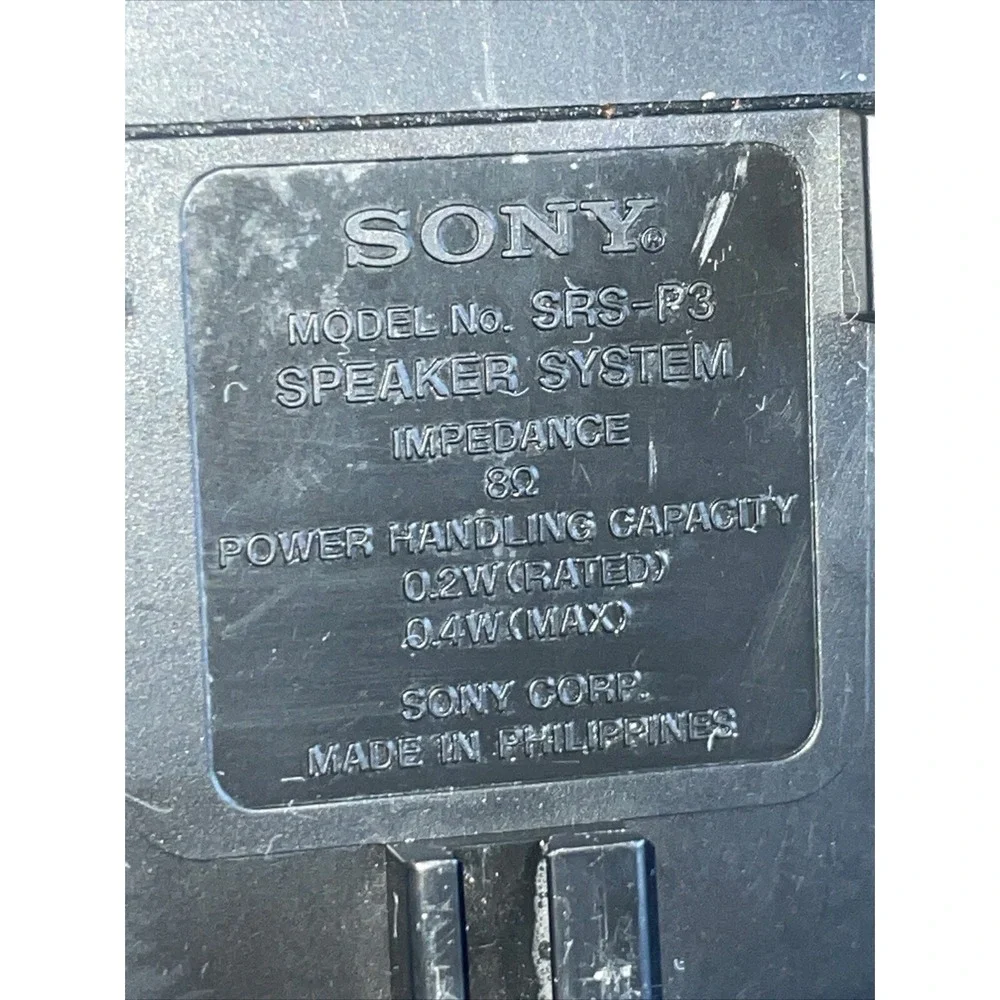 Vintage Sony SRS-P3 Speaker‎ System for Walkman Mini Stereo 3.5mm Aux Tested