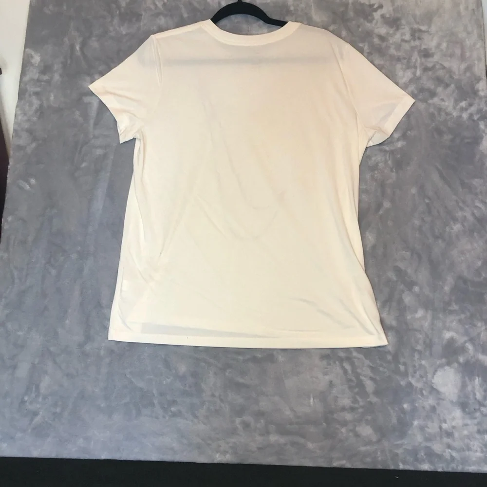 Nike Women's Dri-Fit Tee Cream with Pink/Purple/Yellow Nike Loga Size XL