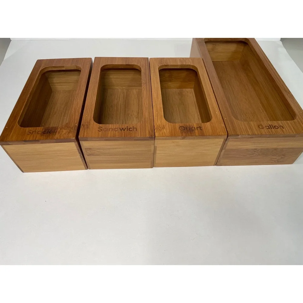 Bamboo Food Storage Bag Organizer‎ Set Snack Sandwich Quart Gallon Drawer