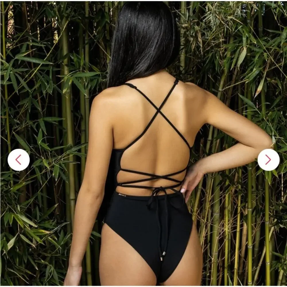 Buffbunny Collection Black Strappy One Piece Swimsuit Size XS NWT
