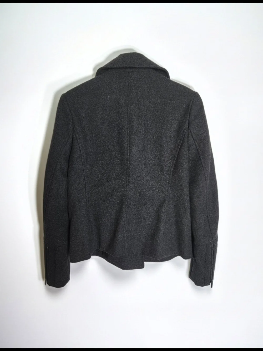 WE Charcoal Gray Wool Blend Double Breasted Cropped Pea Coat Jacket Women Size M