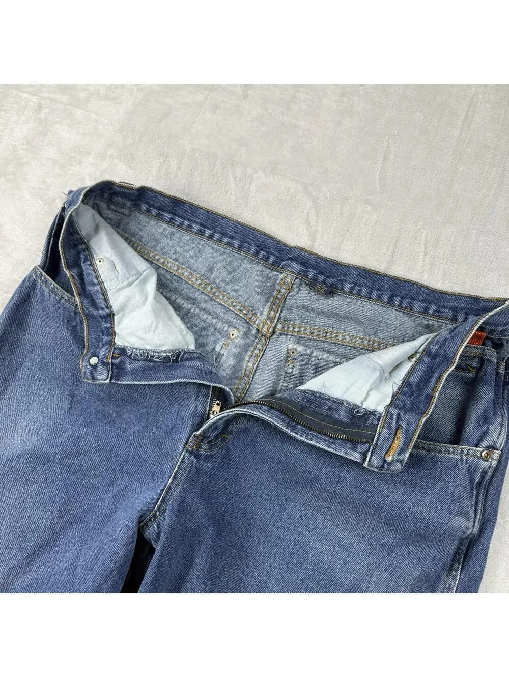 Vintage LOBU Jeans Men 36x28 Blue Carpanter Baggy Workwear Distressed Grunge Y2K
