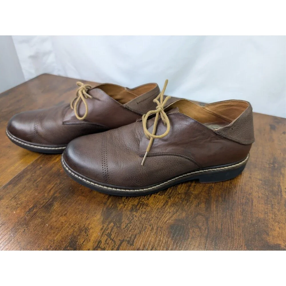 Olukai Walino Shoe Men's 9M Brown Leather Lace Up Casual Oxford Loafer