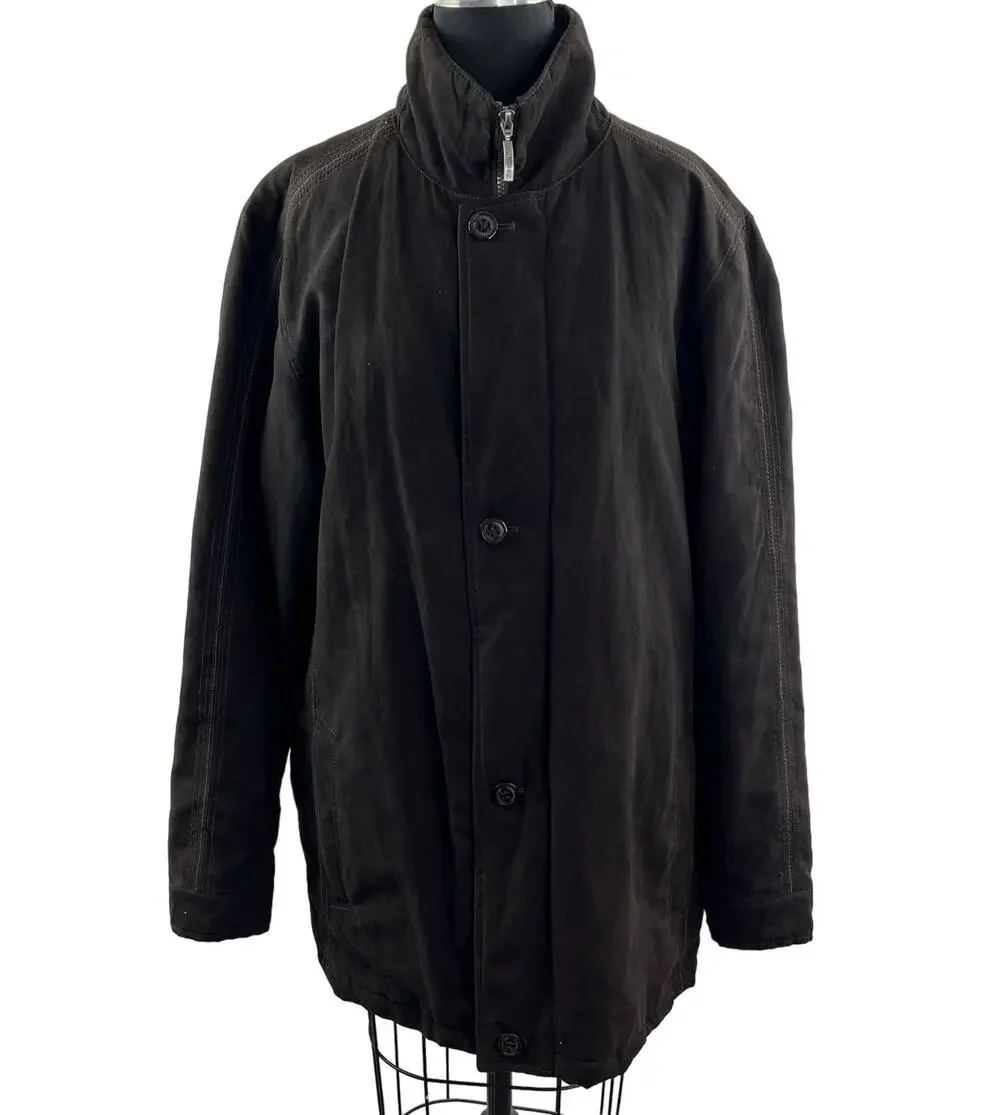 BUGATCHI Uomo Mens Brown Long Sleeve High Collar Lined Winter Jacket Coat Size L