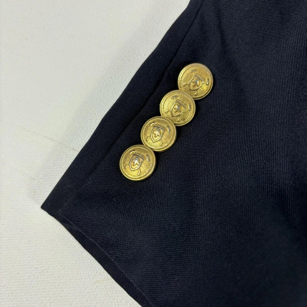 Vintage POLO University‎ Club Gold Button Blazer Mens 44R Navy Ralph Lauren USA