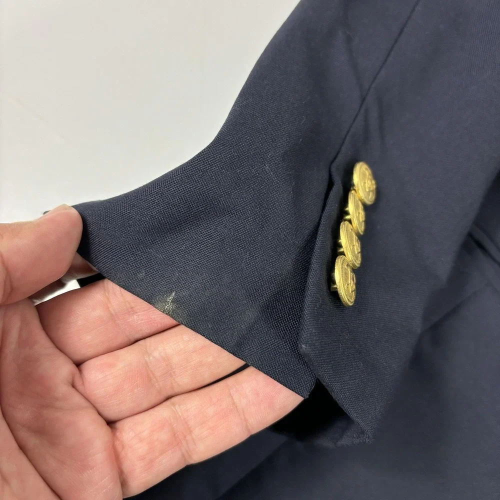 Vintage POLO University‎ Club Gold Button Blazer Mens 44R Navy Ralph Lauren USA