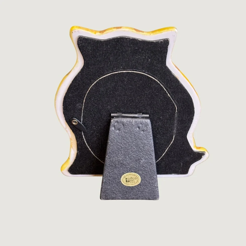 Giftco Inc Yellow Tabby Cat Ceramic Picture Frame Hand Painted Glossy Finish