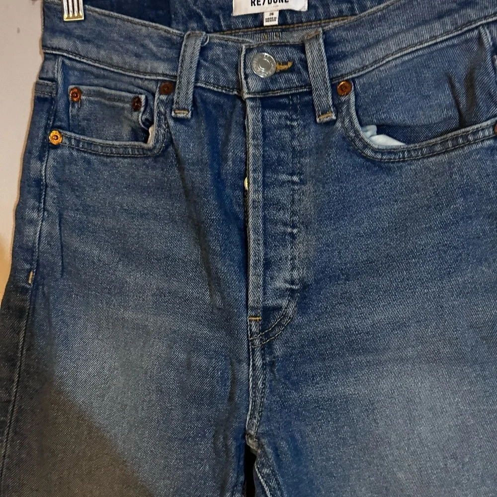 Re/Done 90's High Rise Ankle Crop Jeans in Cadet Indigo Size 26