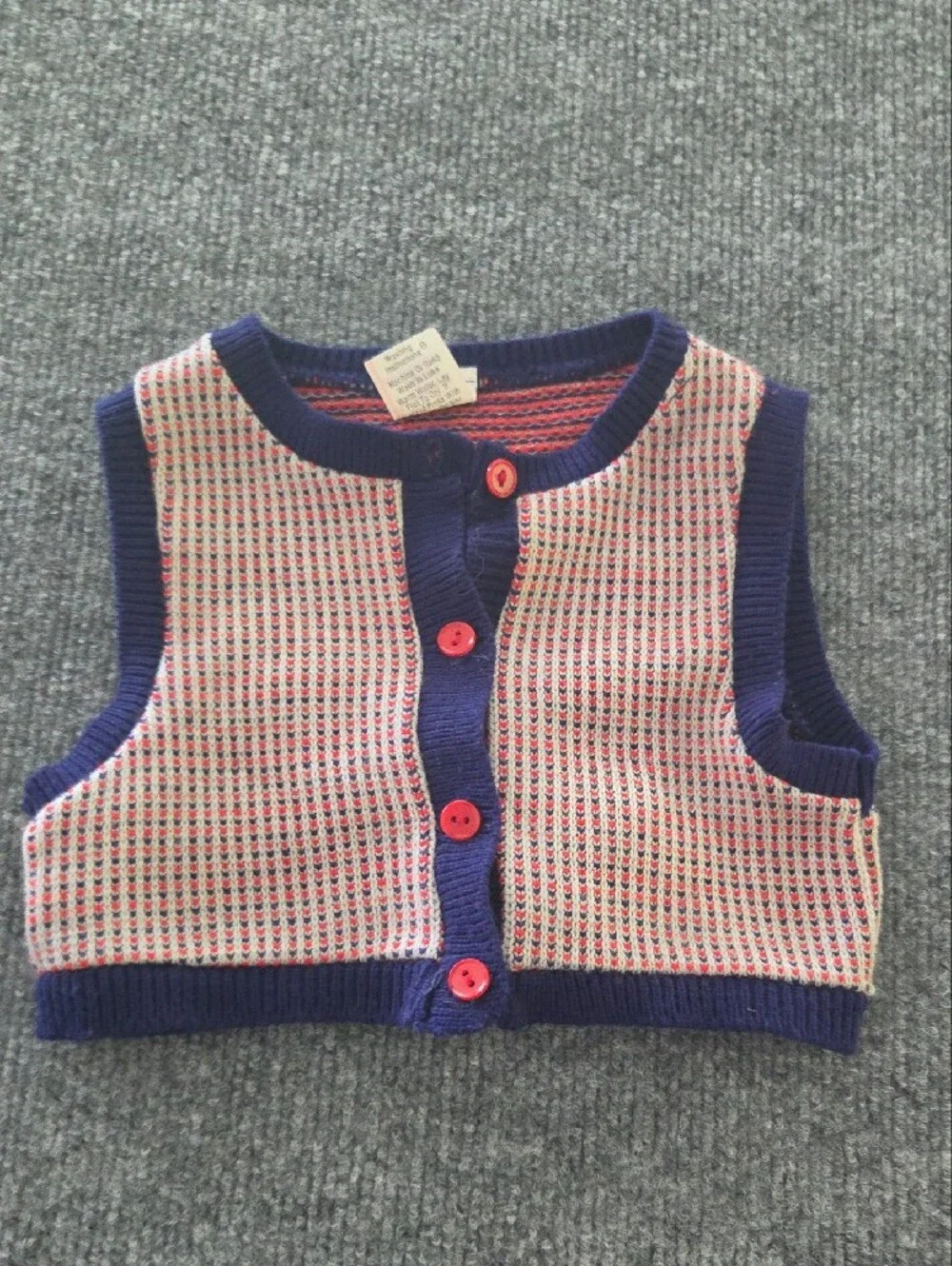 Striped Knit Baby Vest in Navy, Pink & Red