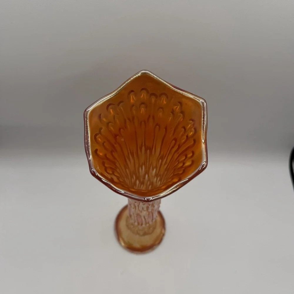 Vintage‎ Fenton April Showers Marigold Carnival Glass Vase 12.5