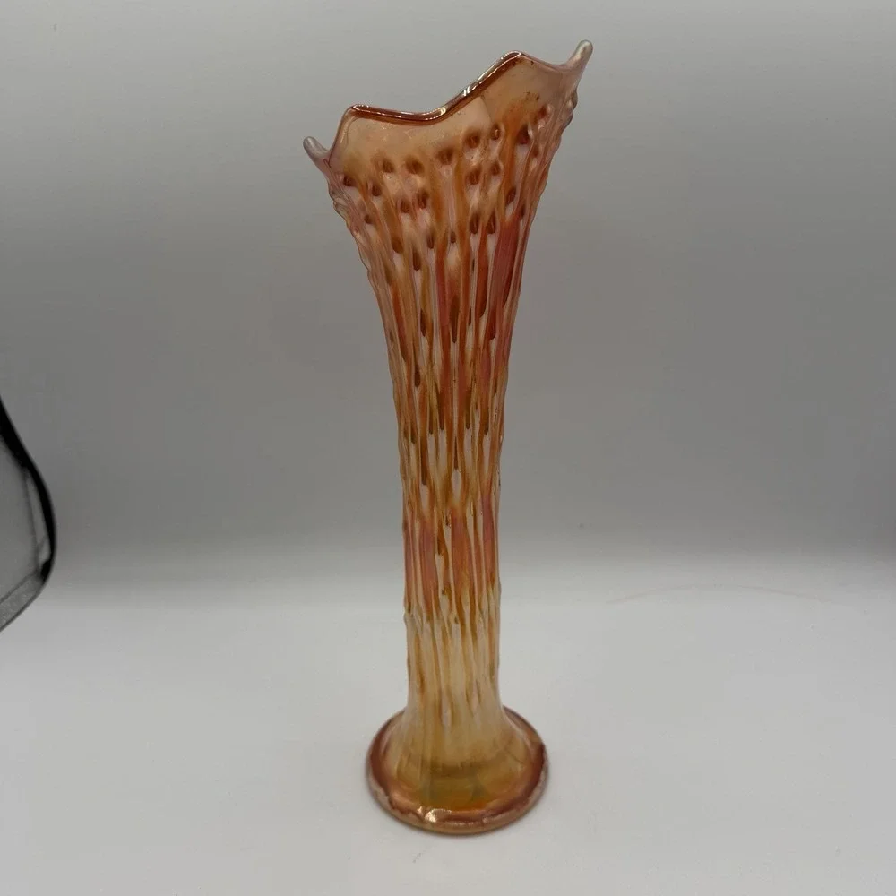Vintage‎ Fenton April Showers Marigold Carnival Glass Vase 12.5
