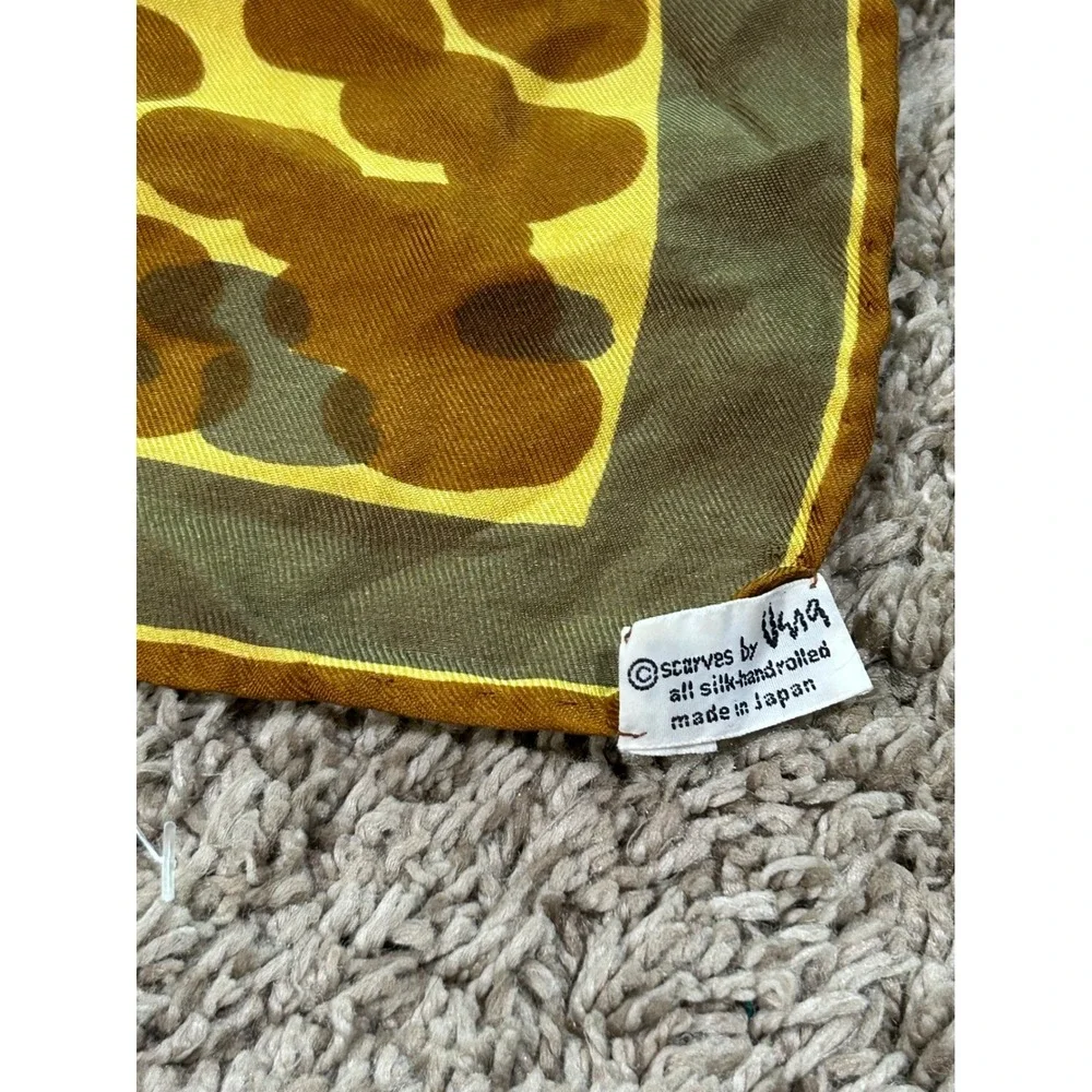 Vintage Silk Scarf Abstract Floral MCM Retro Earthy Japan Botanical Mod 70s 60s