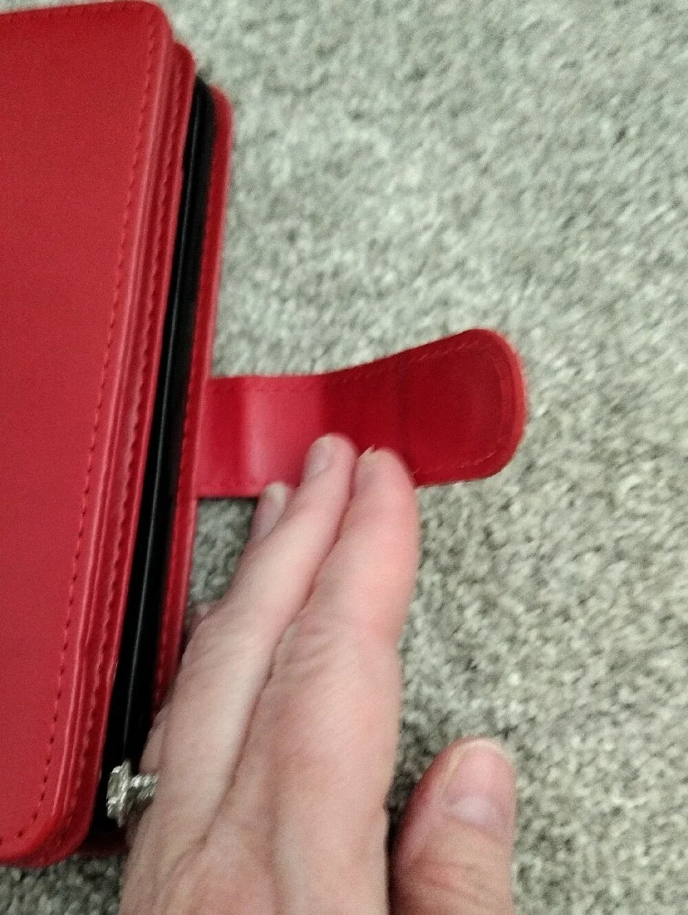 Extra Credit Card Holder Wallet case With Red Snap Closure Phone Wallet