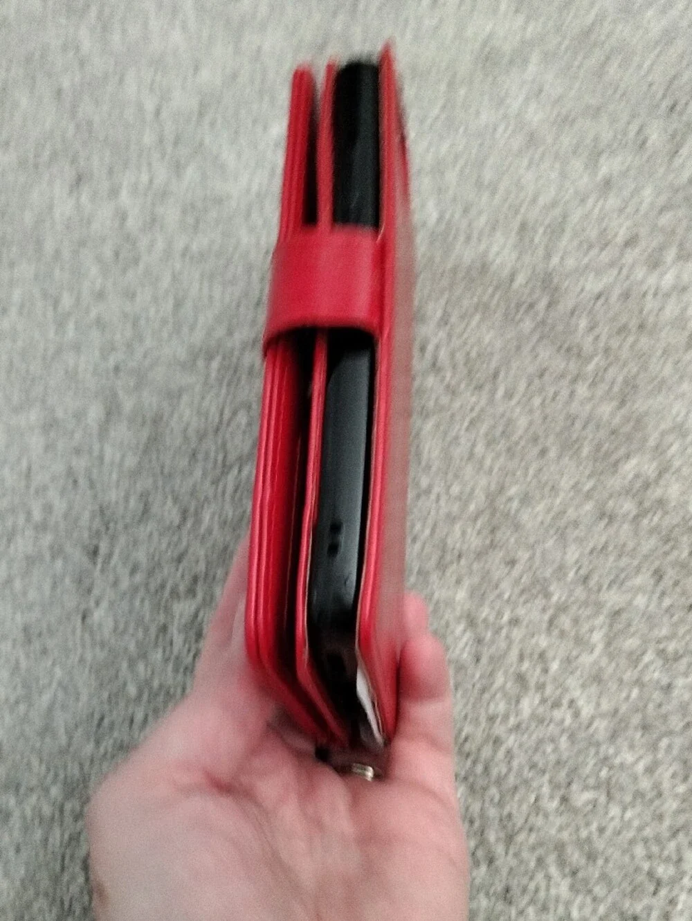 Extra Credit Card Holder Wallet case With Red Snap Closure Phone Wallet