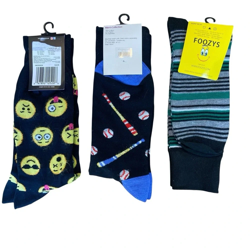 Men's HOTSOX, FOOZYS, DAVCO Lot Of 3‎ Pairs Of Socks Size 10-13 New