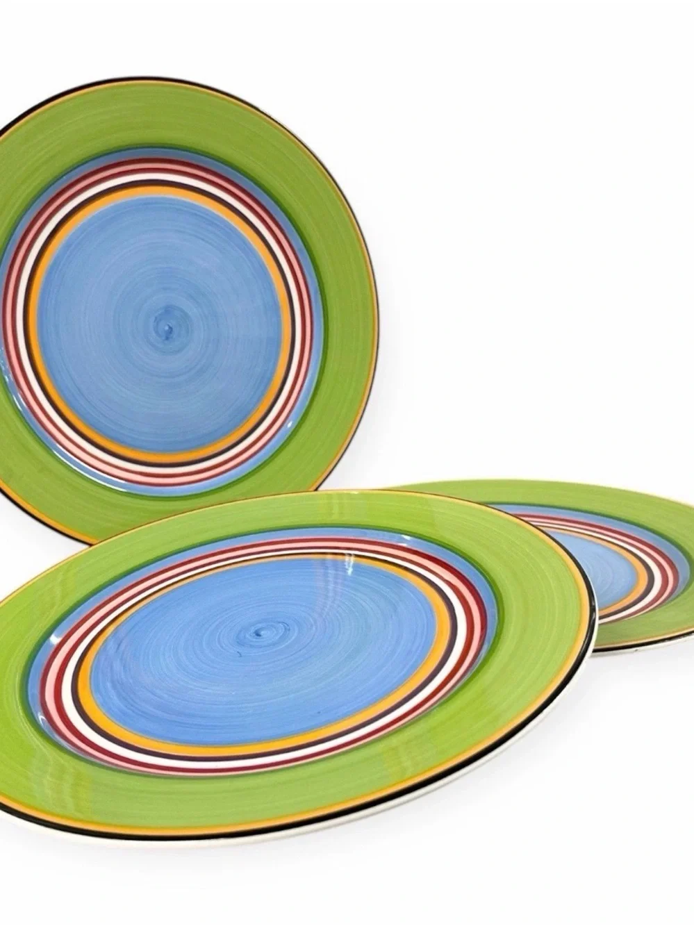 Vintage Salsa by Block Dinner Plates 11” Multicolor Striped Stoneware Set Of 3