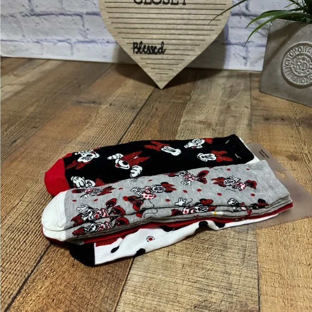 Disney Parks Minnie Mouse Socks 7 Pair YOUTH medium NWT