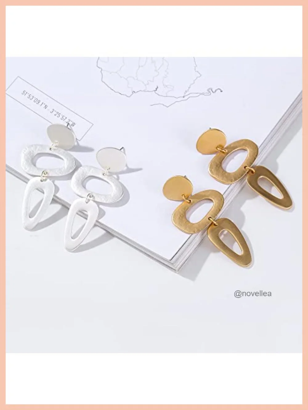 Matte Gold Geometric Dangle Earrings Women Drop Statement