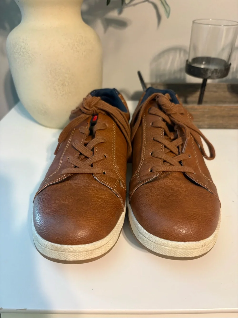 Kids Casual Brown Leather Sneakers