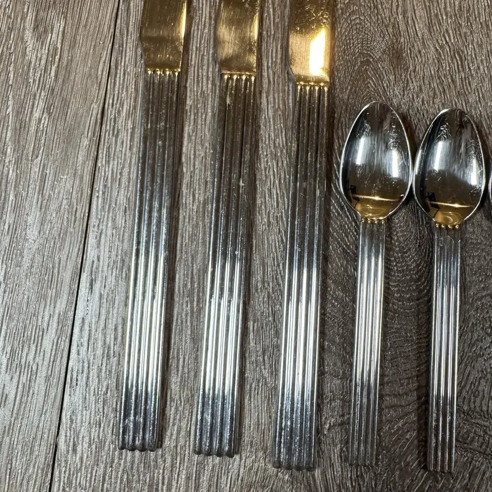 Lot of 13 IKEA Strateg Knives Spoons Forks Flatware Ribbed Ehlen Johansson 1990s