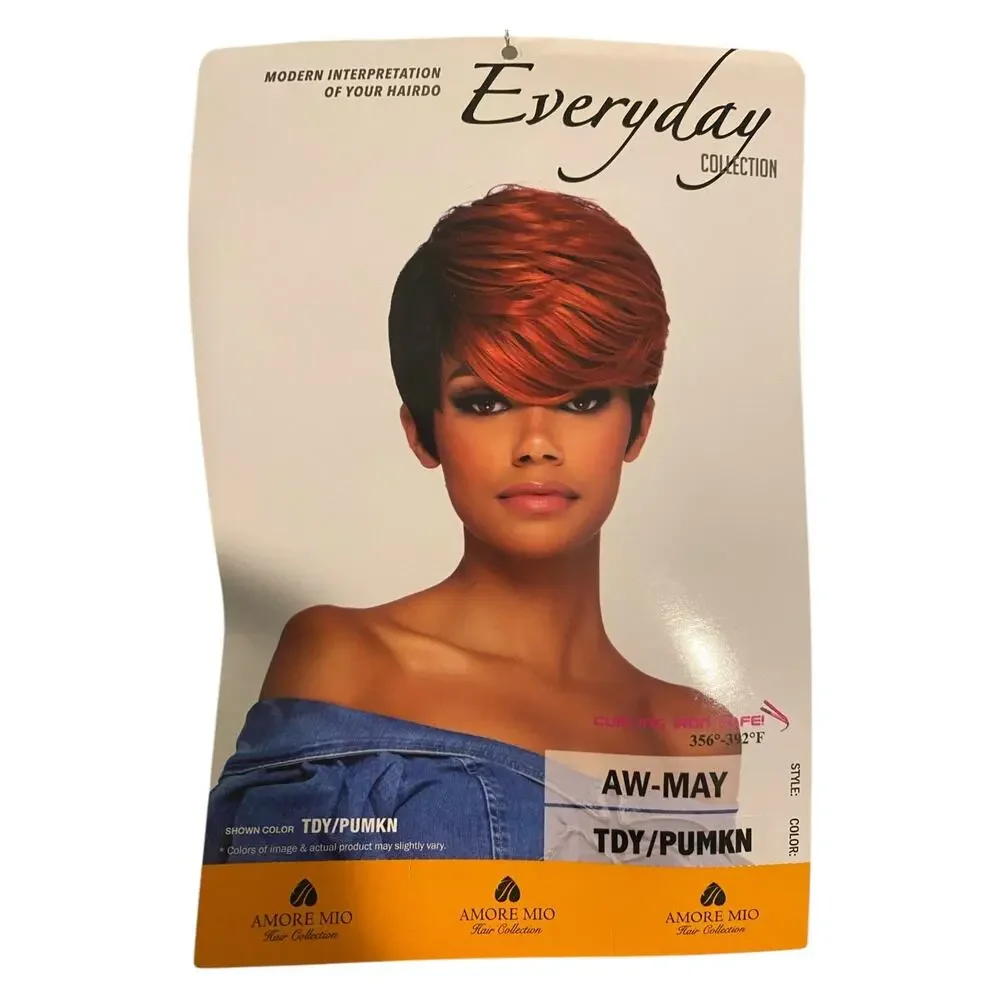 Amore Mio Fierce Boy Cut Pixie Wig AW-MAY TDY/PUMKN Orange Brown Synthetic NRFB