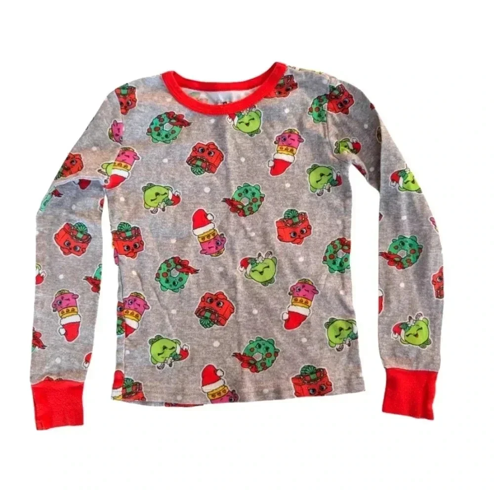 Shopkins Girls 2pc Santas Faves Christmas Holiday Pajamas Cotton Sleep SZ 8 Red