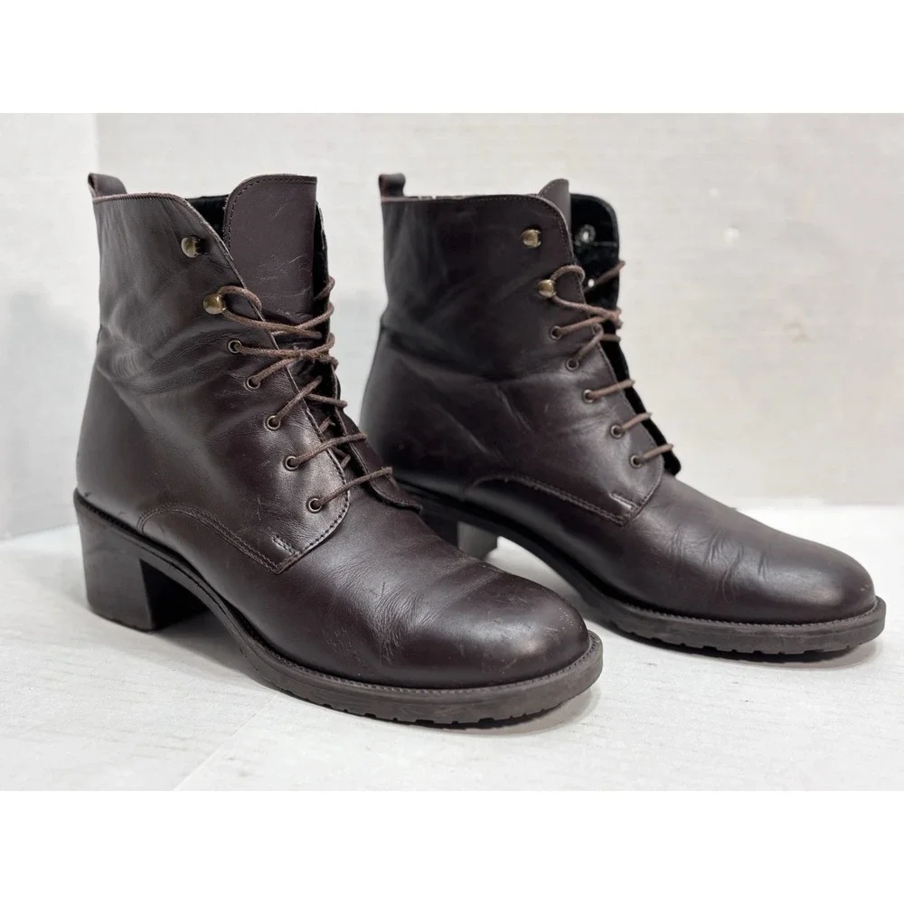 Vintage 90s G.H.‎ Bass R-560 Made in Italy Leather Lace Up Ankle Boots 8.5M