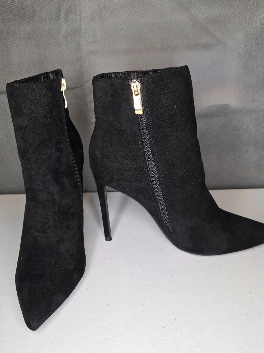 GenShuo Black Stiletto Ankle Booties Pointed Toe‎ Dress Boots Size 7