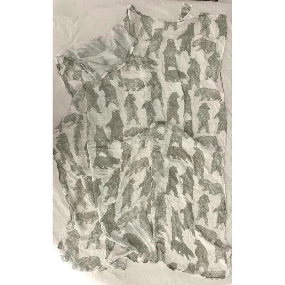 Aden‎ Anais Gray Bear Baby Swaddle Blanket Bamboo White Label 49x49 Forest Soft