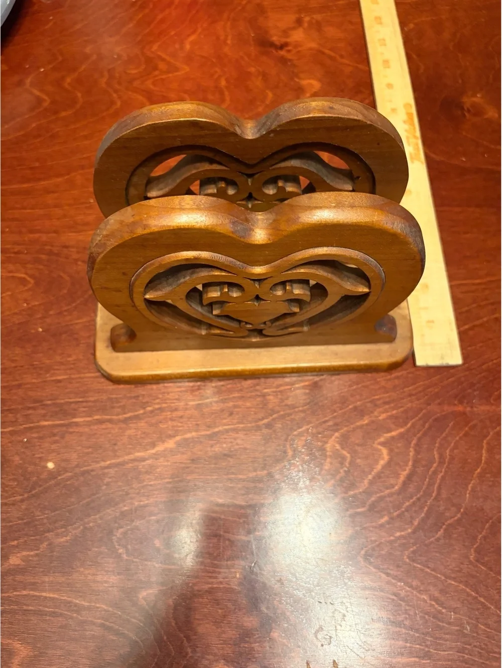 Vintage Wooden Heart Shaped Letter Napkin Holder