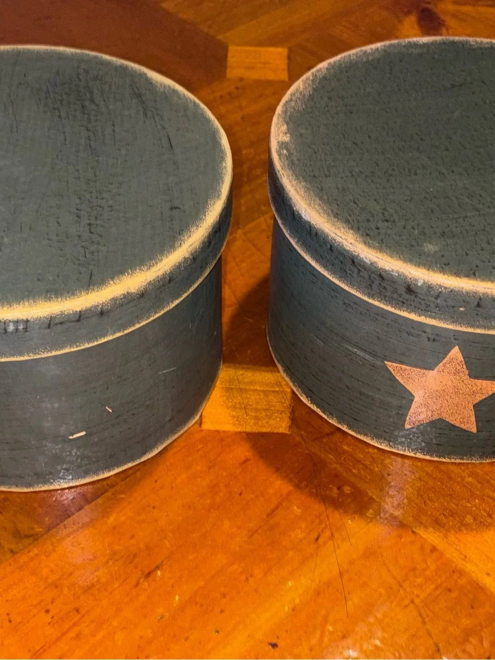 Rustic Green Star Pattern Nesting Storage Boxes