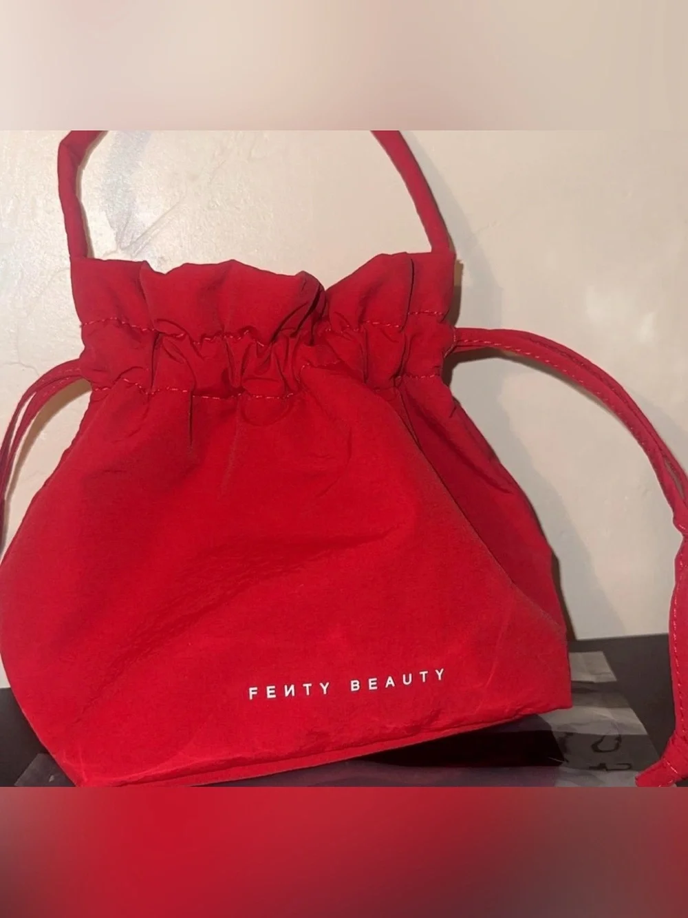 Fenty Beauty Red Drawstring Cosmetic Pouch