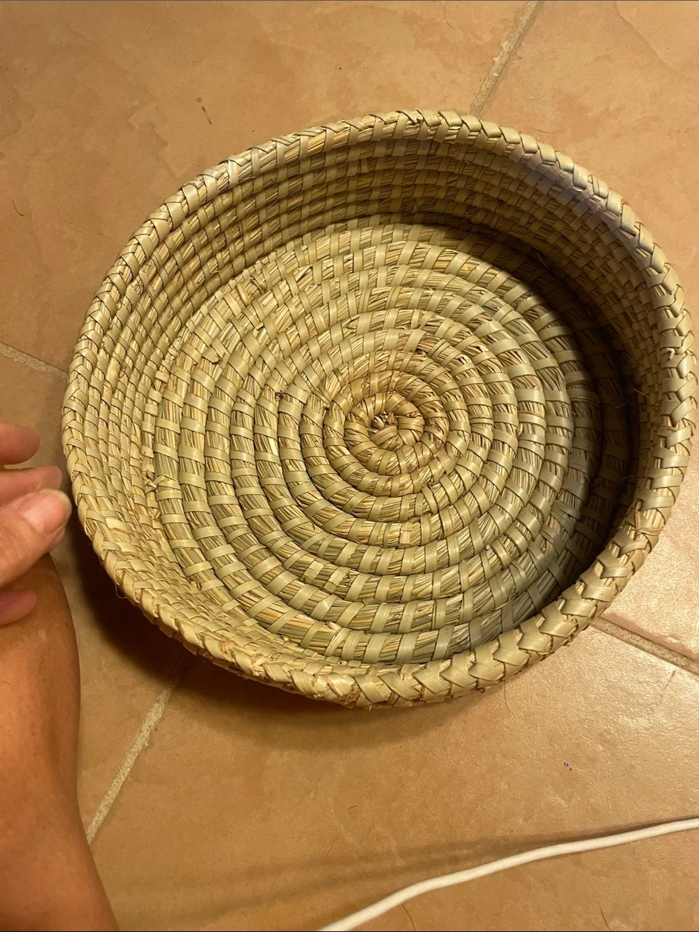 New Decorative Brown Terracotta bread warmer with Natural Woven Basket