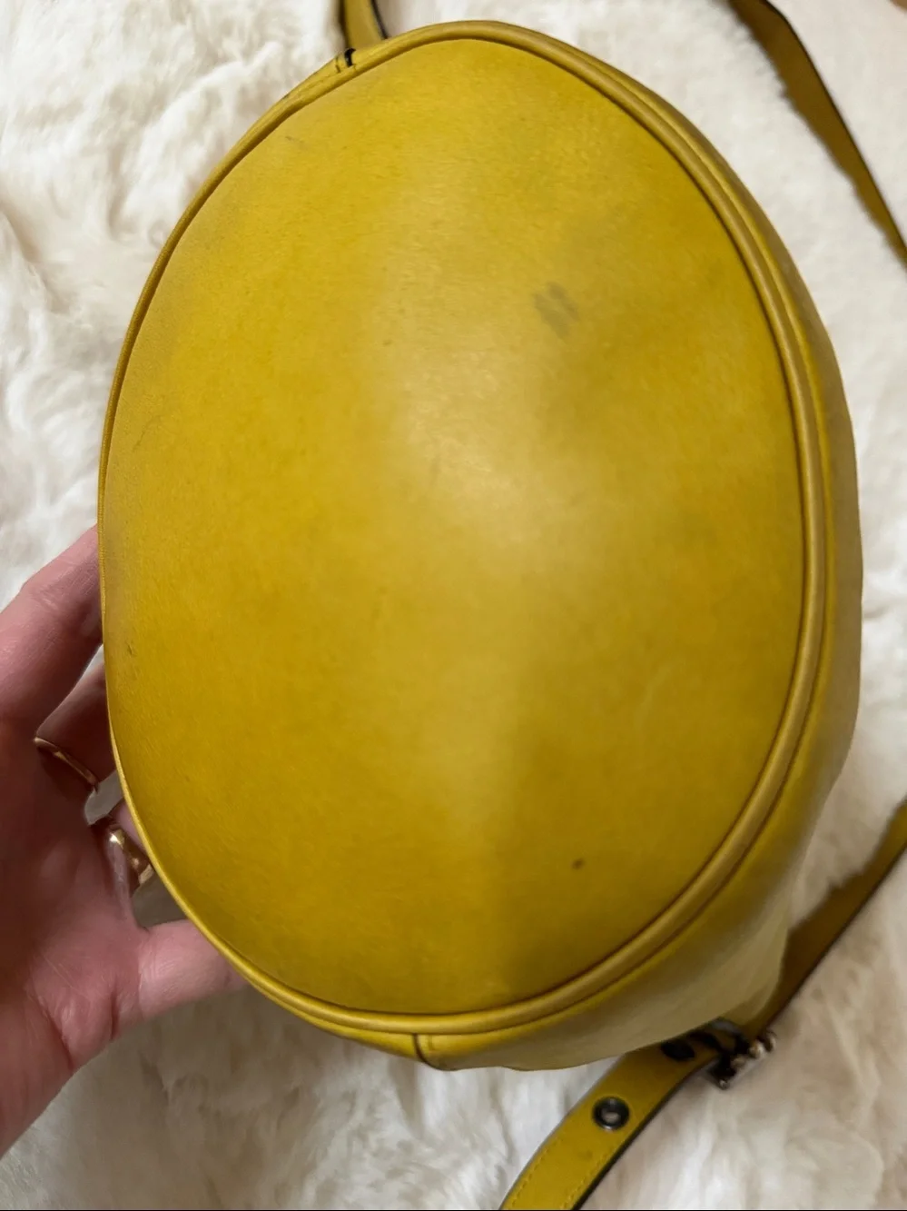 Rare COACH Bleecker Mini Duffle Yellow Leather Crossbody Bucket Bag 32281