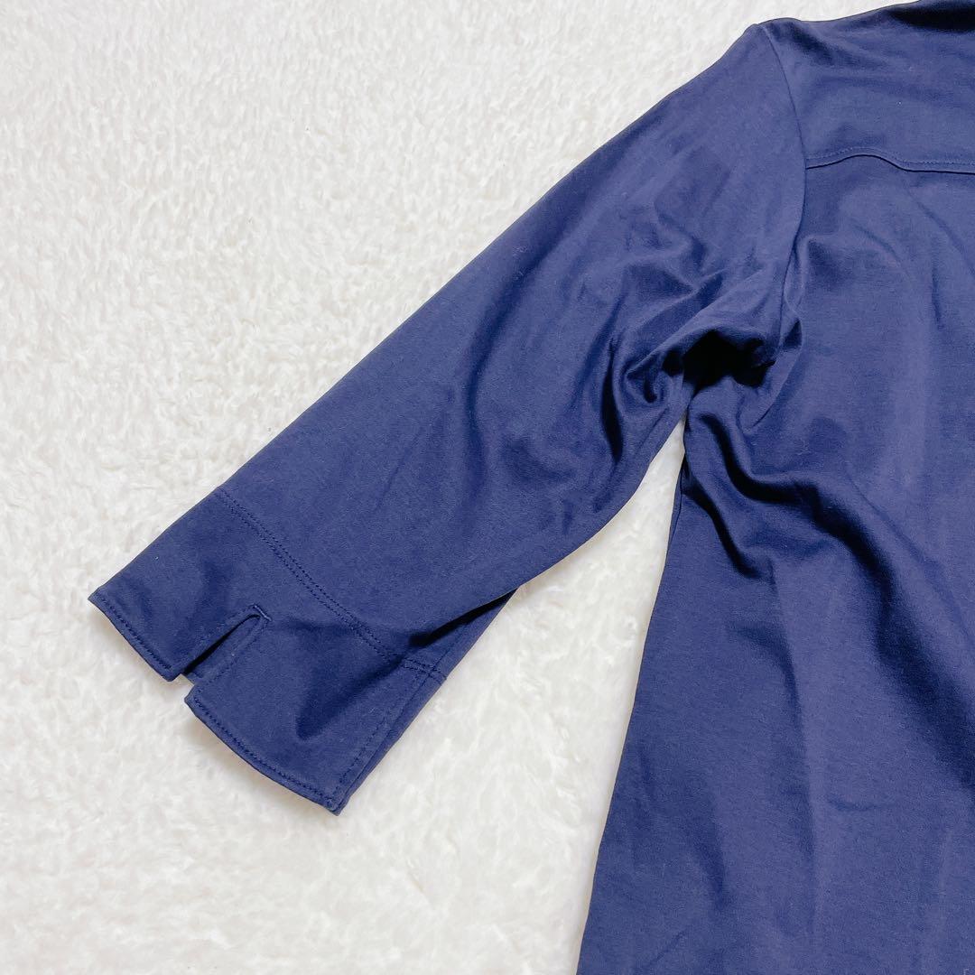 ♡ Old UNIQLO ♡ Three-quarter sleeve polo shirt, skipper style, office casual, navy