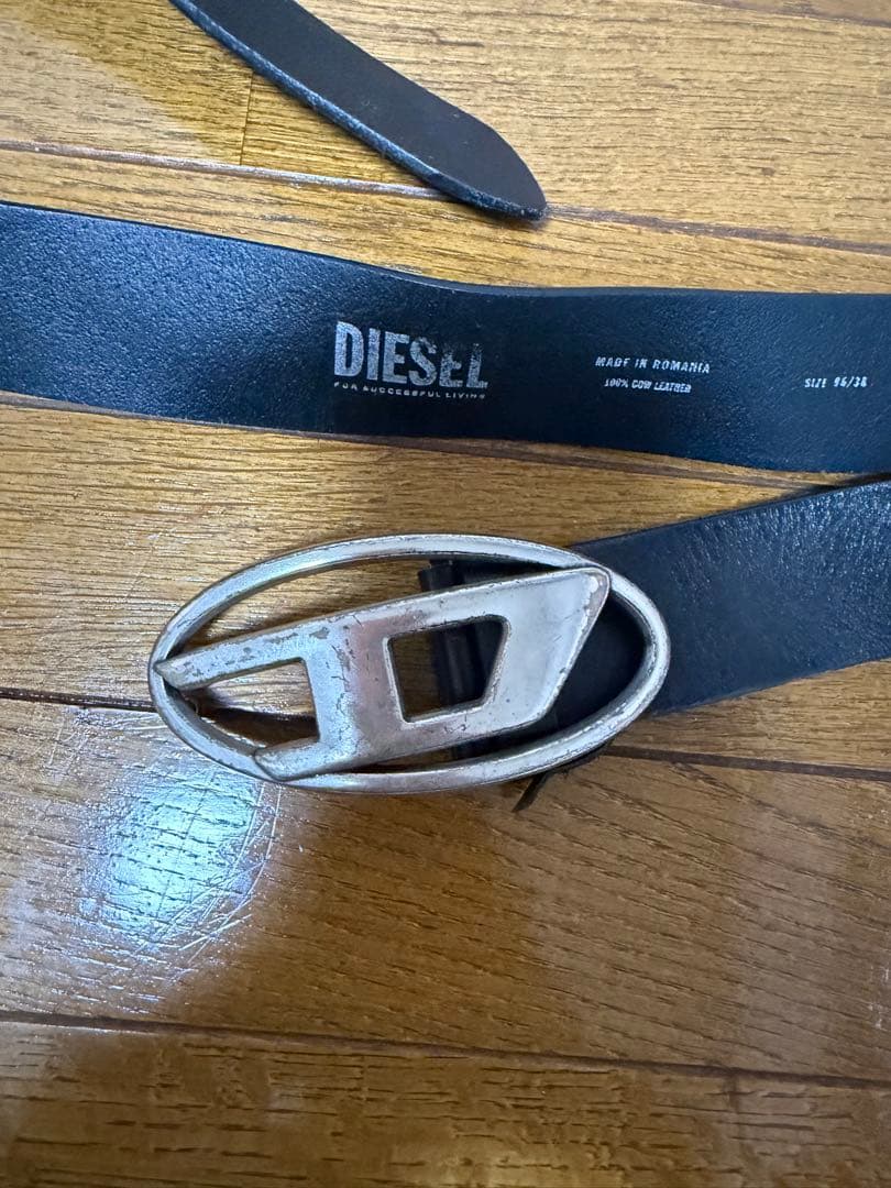 DIESEL Black Leather Belt Size 95/34